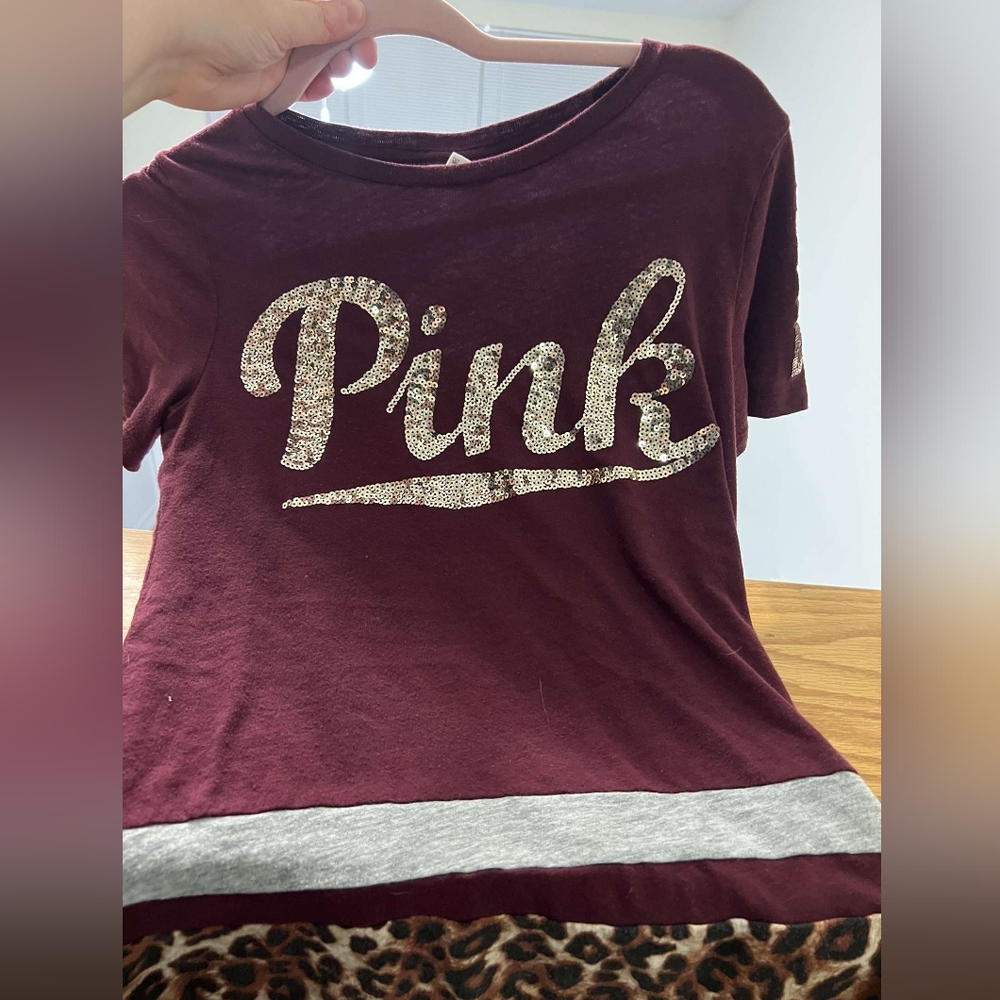 Victoria's Secret Pink Maroon & Cheetah tee 💋